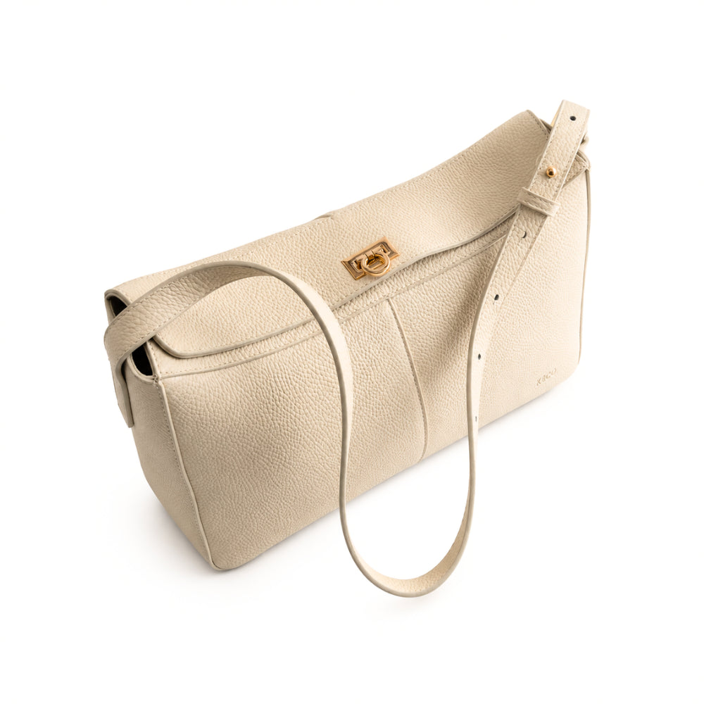 KaiserCraft K&Co Clasp skulderveske beige ekte skinn