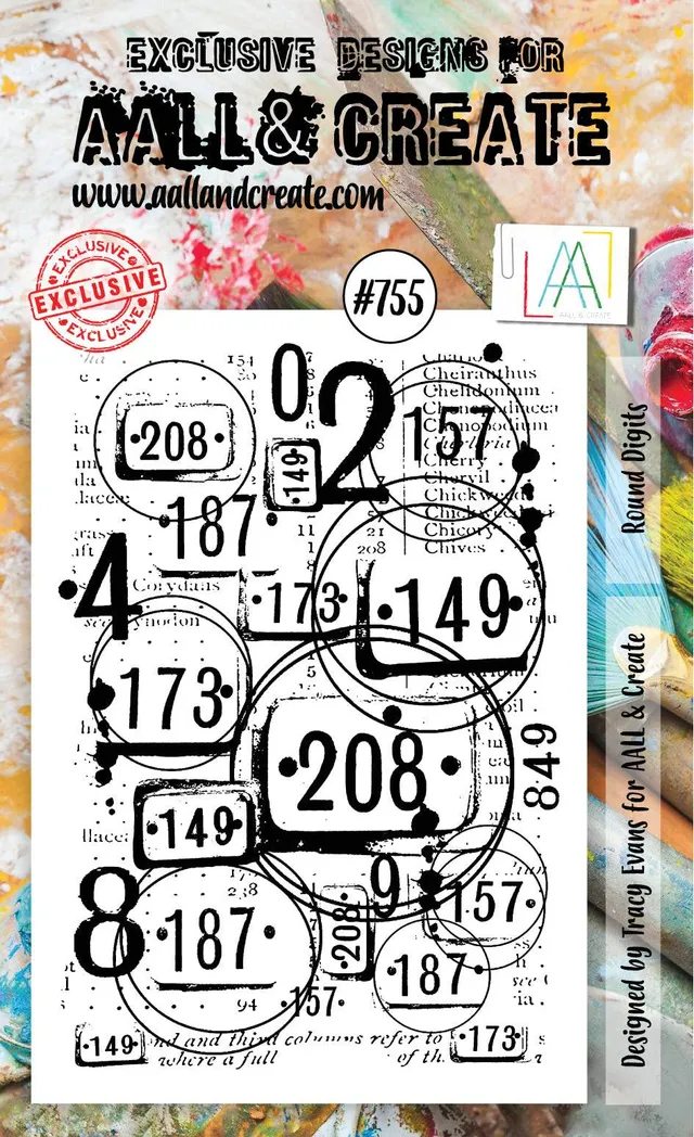 Aall and Create #755 Round Digits stempelsett A6 runde tall