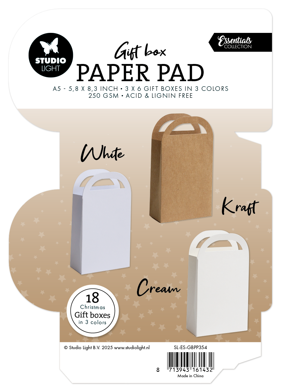 Studio Light Essentials paper pad Giftbag gaveeske 18 ark