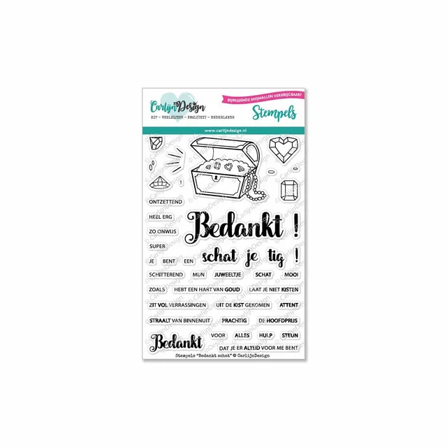 CarlijnDesign Bedankt schat CDST-0003 stempel A6 takk