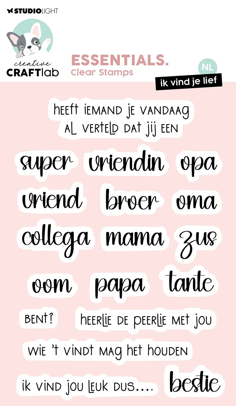 Creative Craftlab Essentials ik vind je lief stempel nederlandsk