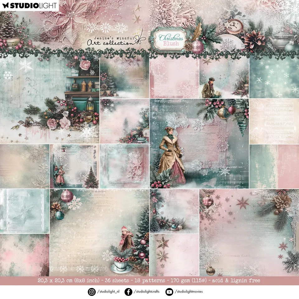 Jenine’s Mindful Art Christmas Blush papirblokk bakgrunn