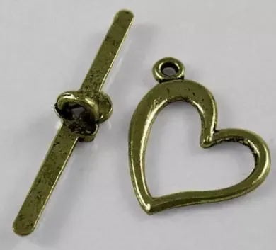 Korthobby Hjertelås bronse metallpynt