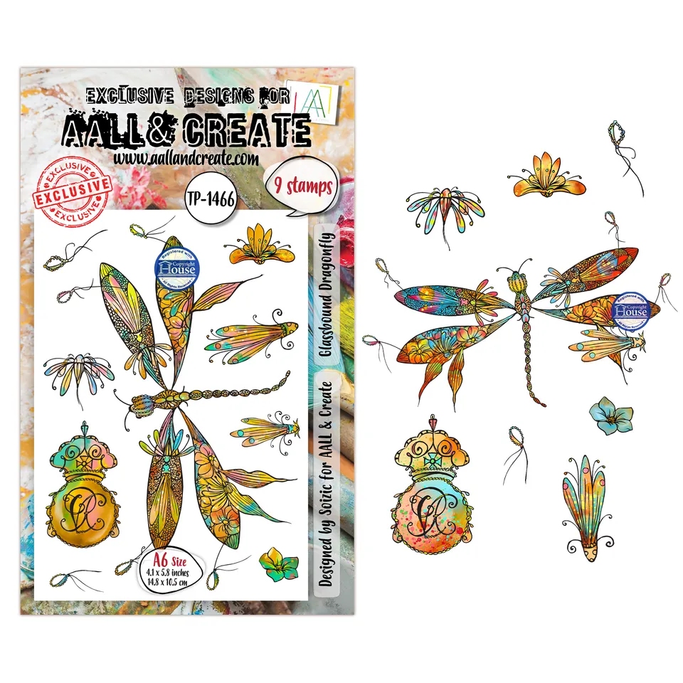 Aall and Create TP-1466 Glassbound Dragonfly stempelsett A6