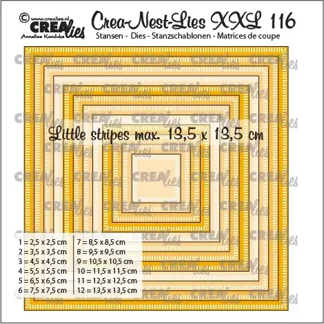 Crealies Squares little stripes 116 dies 4-pakning riller