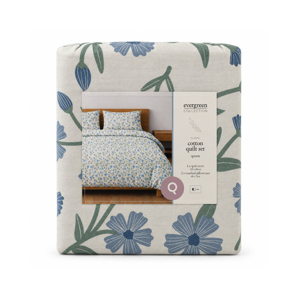 KaiserCraft Evergreen sengesett floral queen 210x210 cm