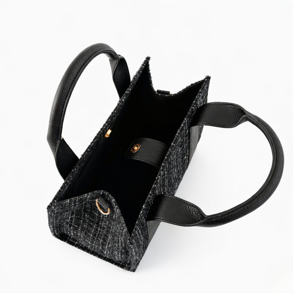 K&Co Petal Boucle mini totebag svart med pouch