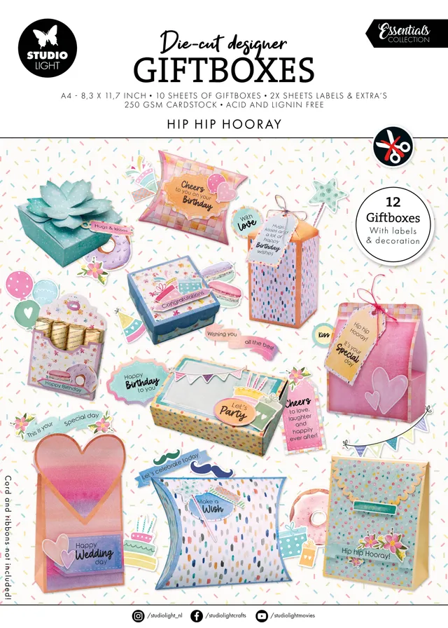 Studio Light Essentials Giftboxes dieskutt papirblokk fargerik