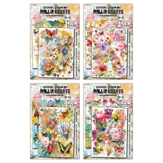 AALL & Create Radiant Florals rub-ons 4-pak blomster