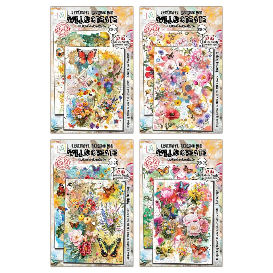 Aall and Create Radiant Florals rub-ons bundle 4-pk