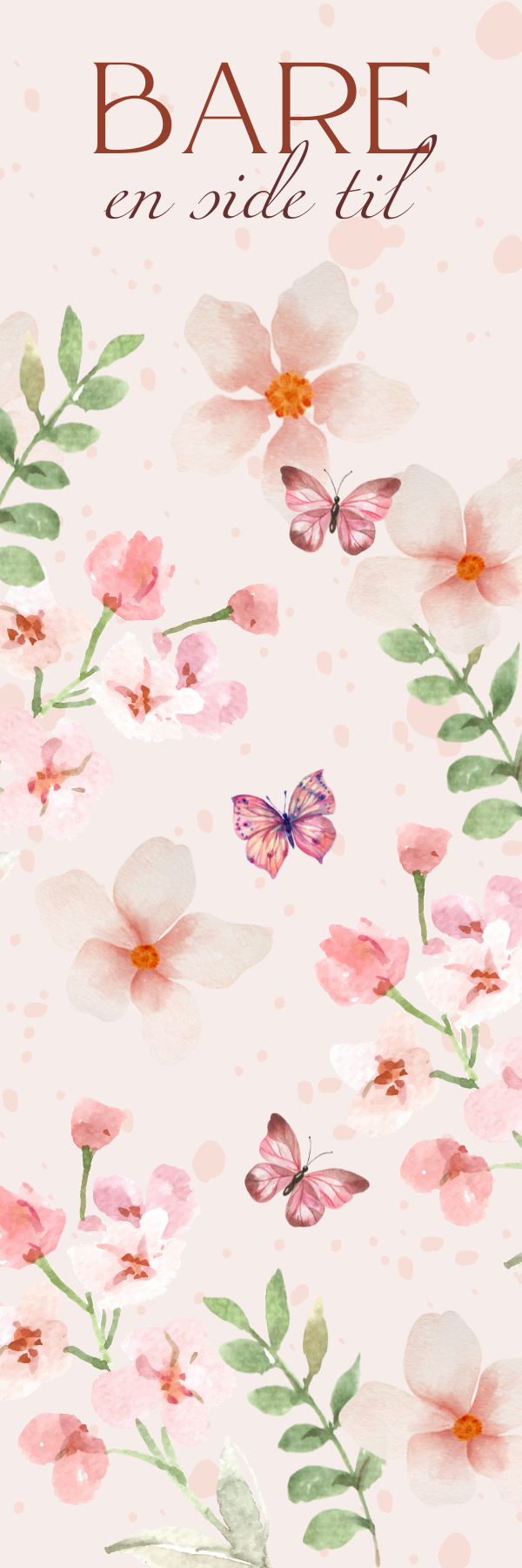 Papirglede bokmerke rosa sommerfugler Bare en side til