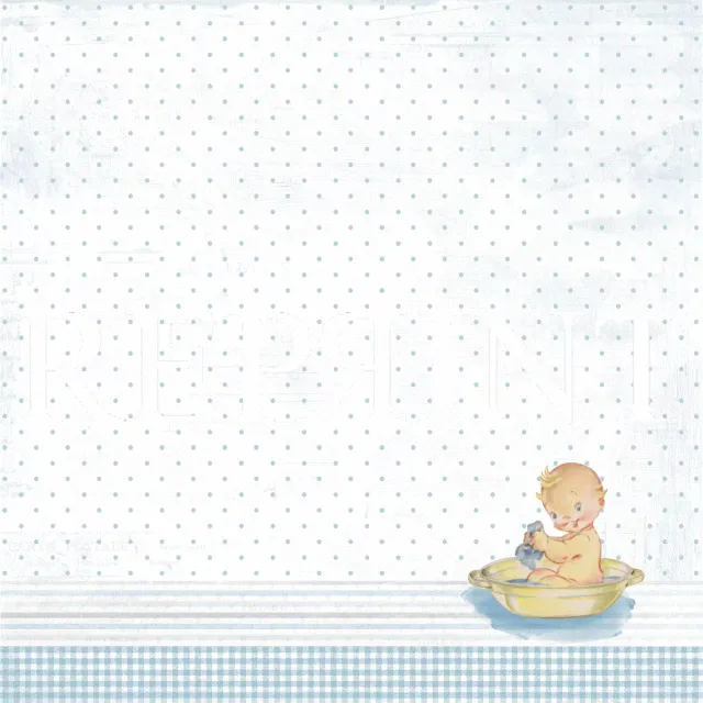 Korthobby It's a Boy Baby in Bath Tub mønsterpapir 12x12 blå