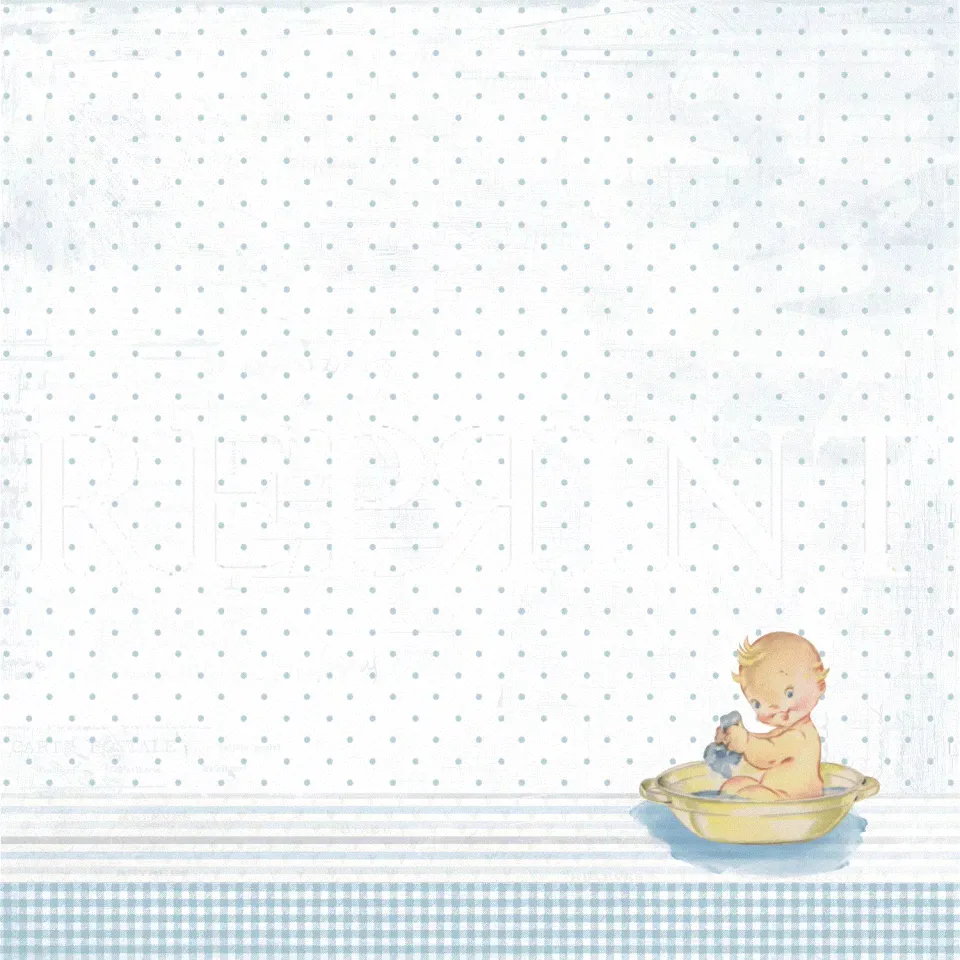 Korthobby It's a Boy Baby in Bath Tub mønsterpapir 12x12 blå