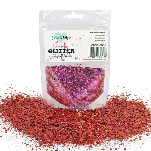 CarlijnDesign CDGL-0039 Colorshift Rainbow Red glittermix 20g