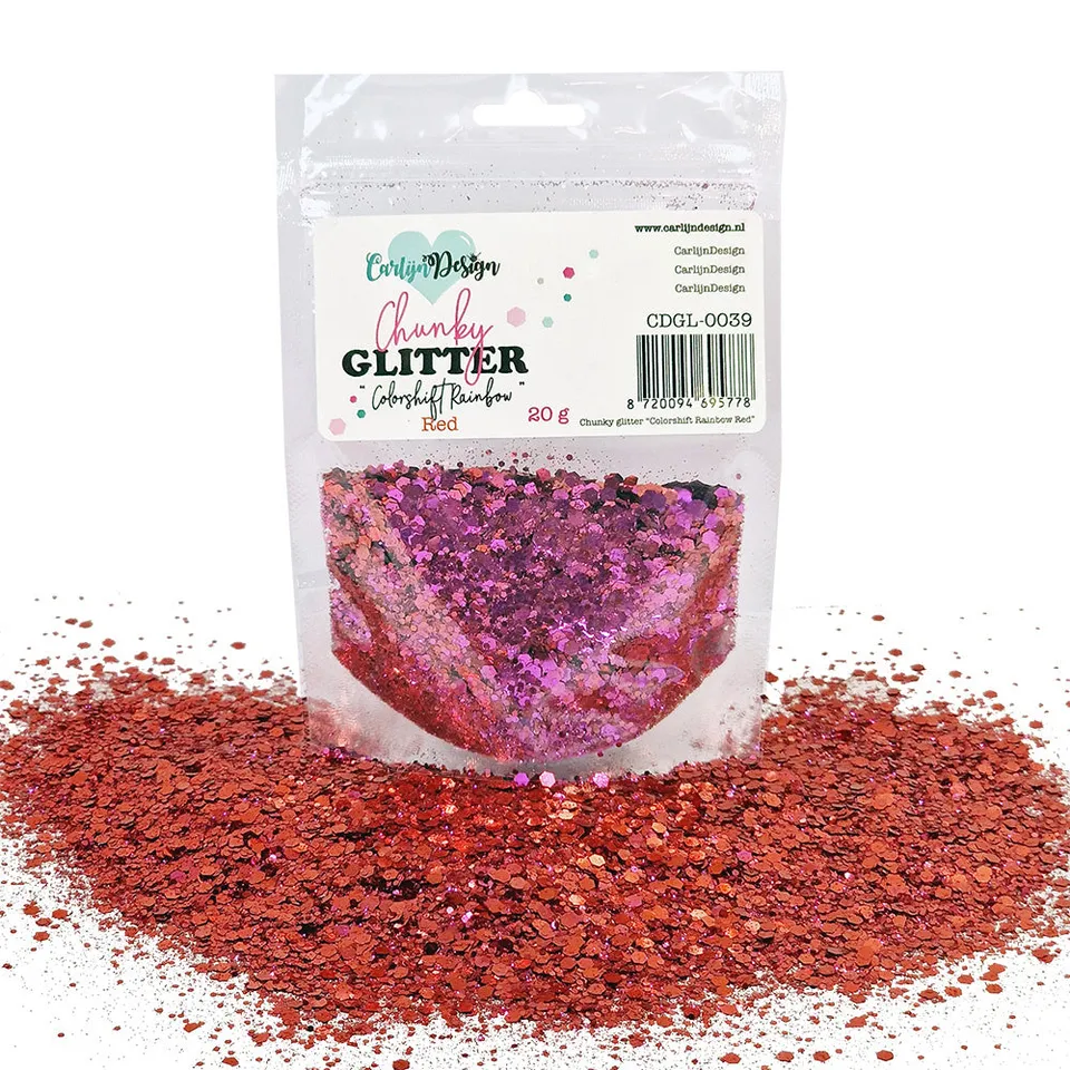 CarlijnDesign CDGL-0039 Colorshift Rainbow Red glittermix 20g