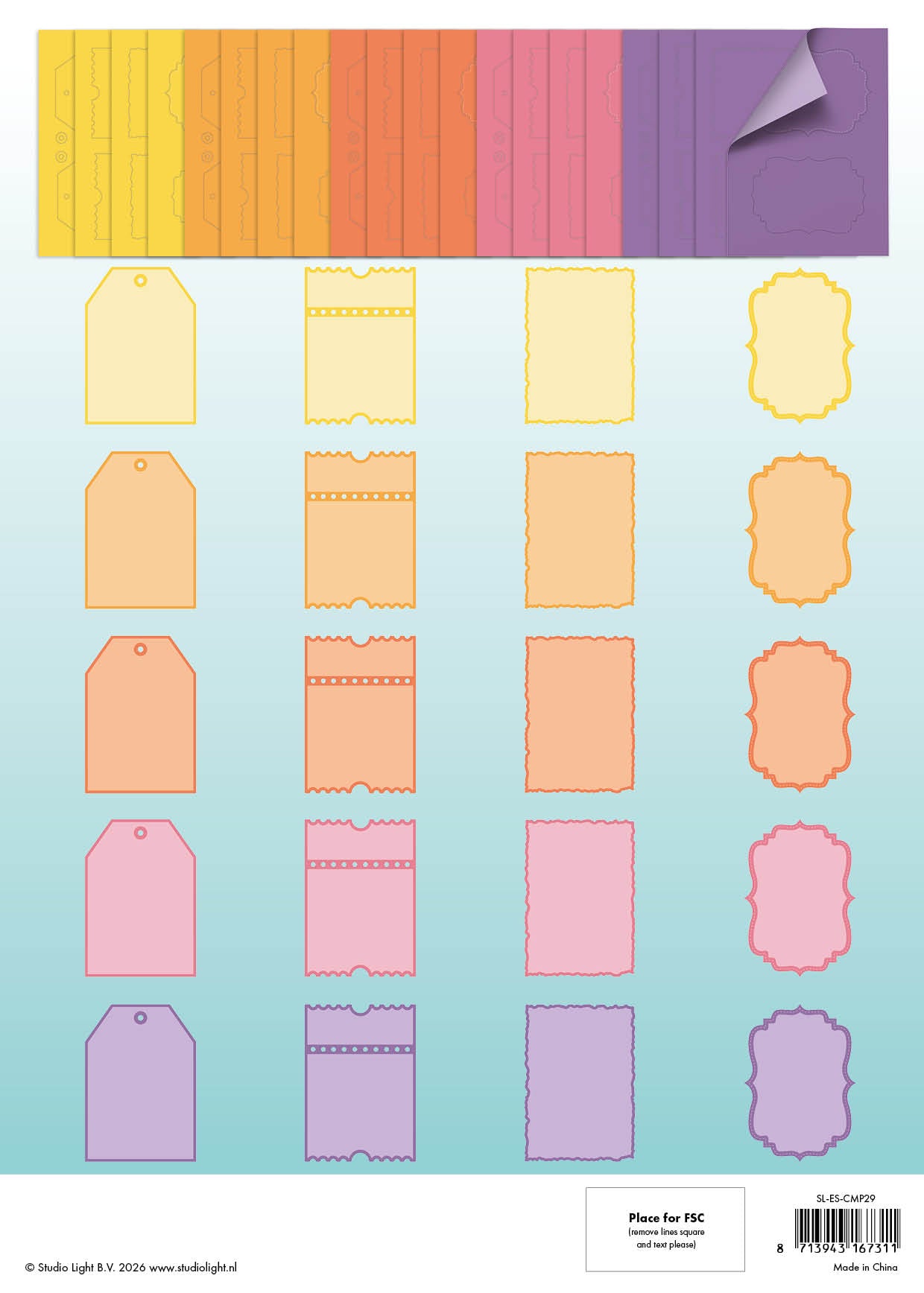 Studio Light Essentials kortblokk Happy Bright 127x178mm 20 ark