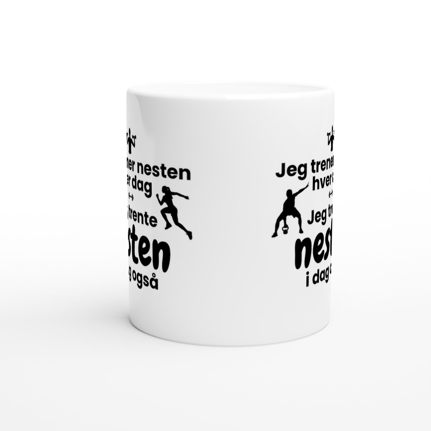 Papirglede Jeg trener nesten hver dag kaffekopp 325 ml hvit