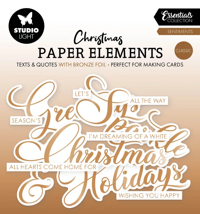 Studio Light Essentials papirelementer Bronze Sentiments 40 stk