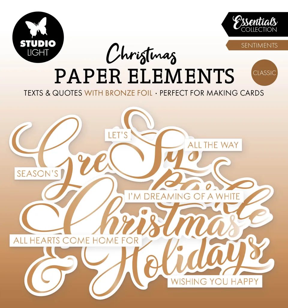 Studio Light Essentials papirelementer Bronze Sentiments 40 stk