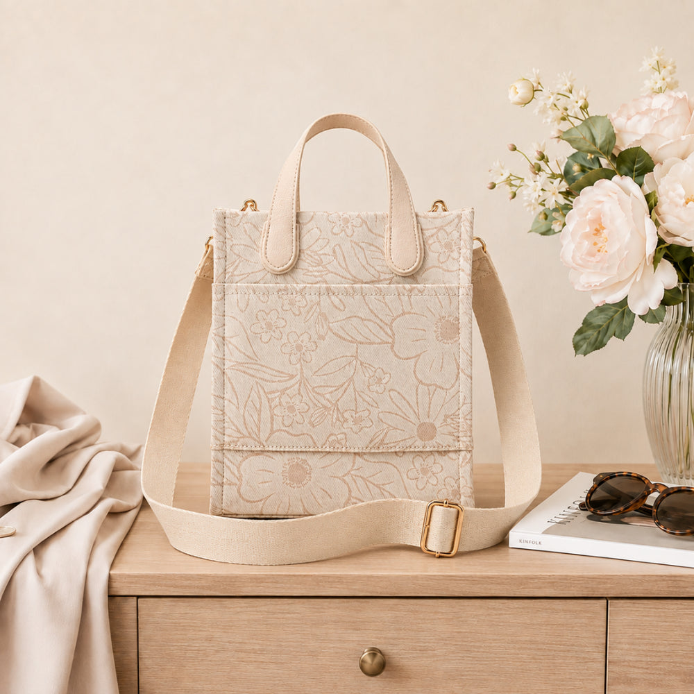 KaiserCraft Grace skulderveske beige flora jacquard