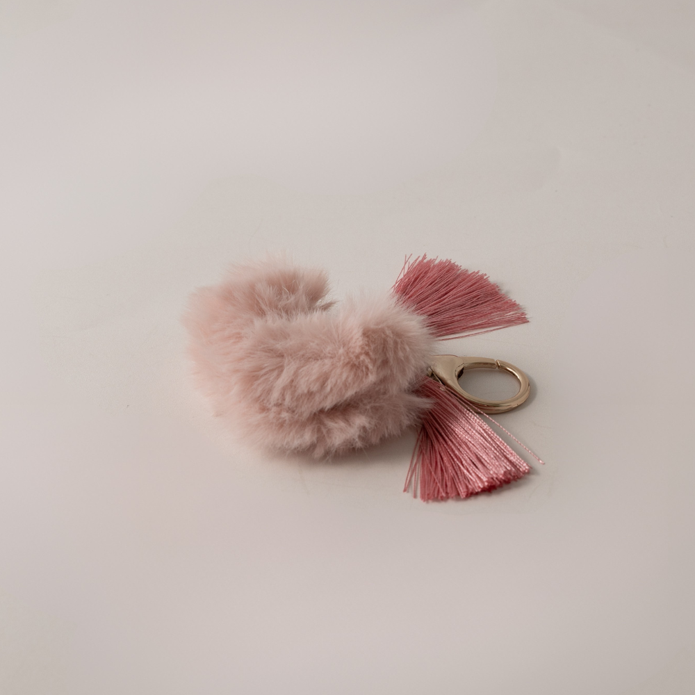 KaiserCraft Pom Pom nøkkelring hjerte rosa plysj