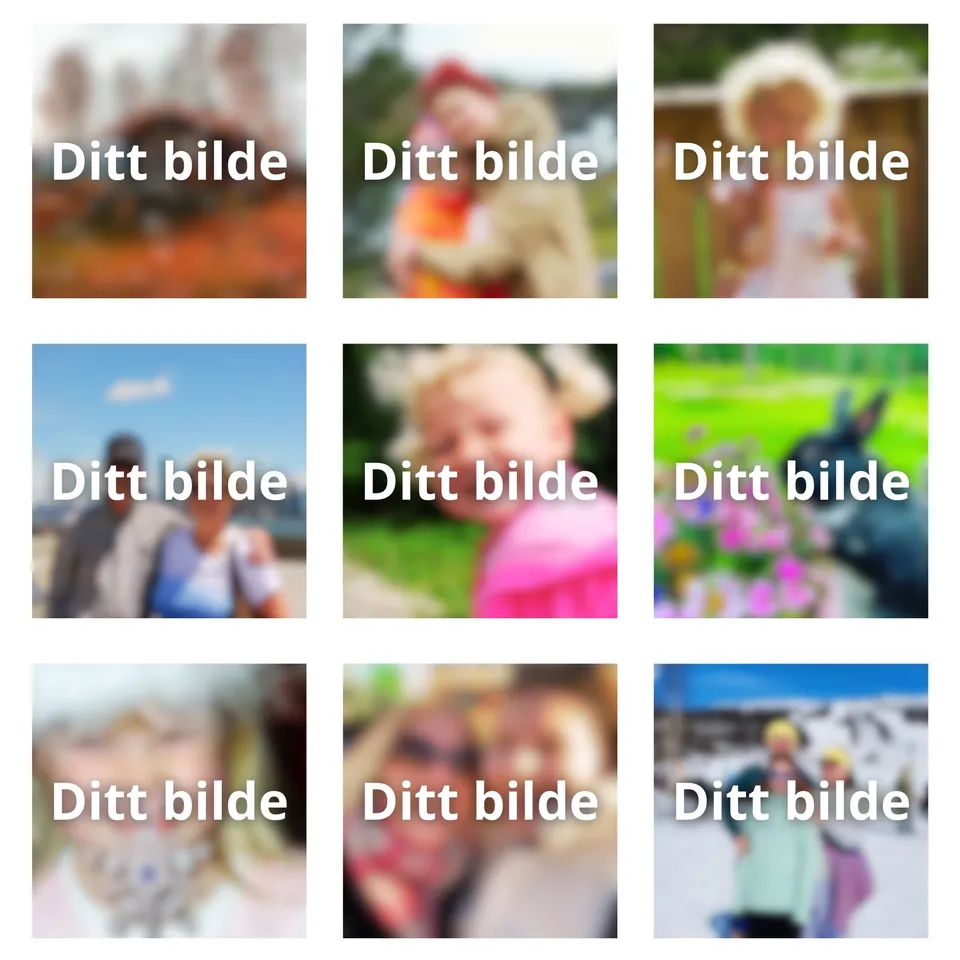 Papirglede kjøleskapsmagneter 9 stk egne bilder