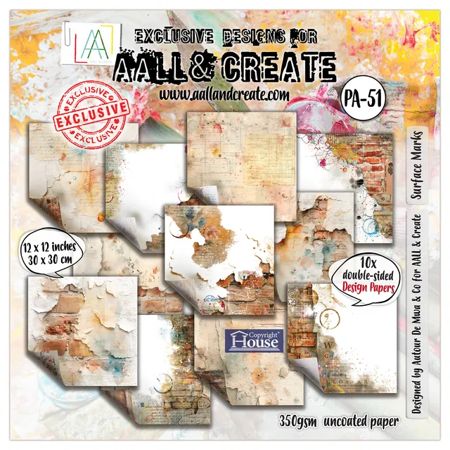 AALL & Create Surface Marks PA-51 designpapir 12x12 10-pk dobbeltsidig