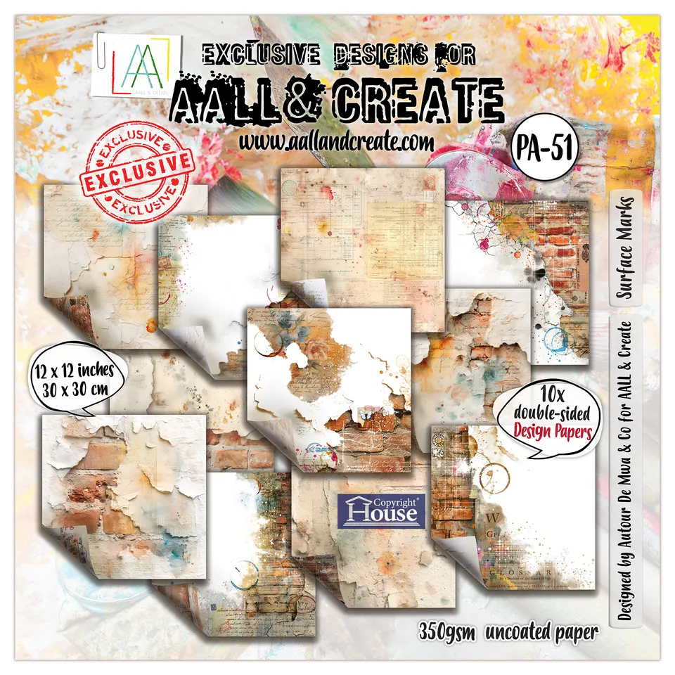 AALL & Create Surface Marks PA-51 designpapir 12x12 10-pk dobbeltsidig