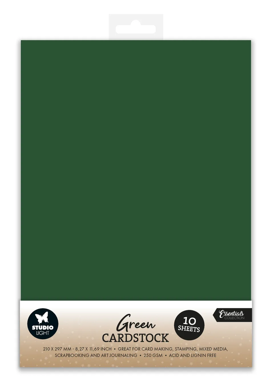 Studio Light Essentials Christmas Green papirsett A4 10 ark grønn