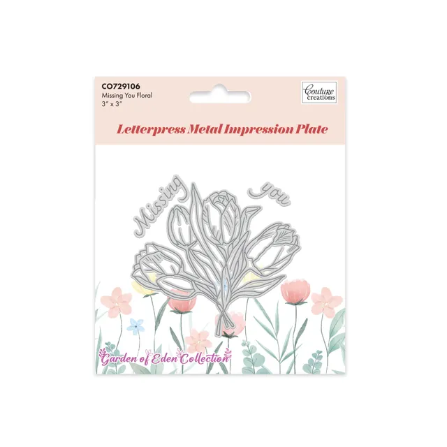 Couture Creations GoLetterPress Missing You Floral pregeplate 76mm