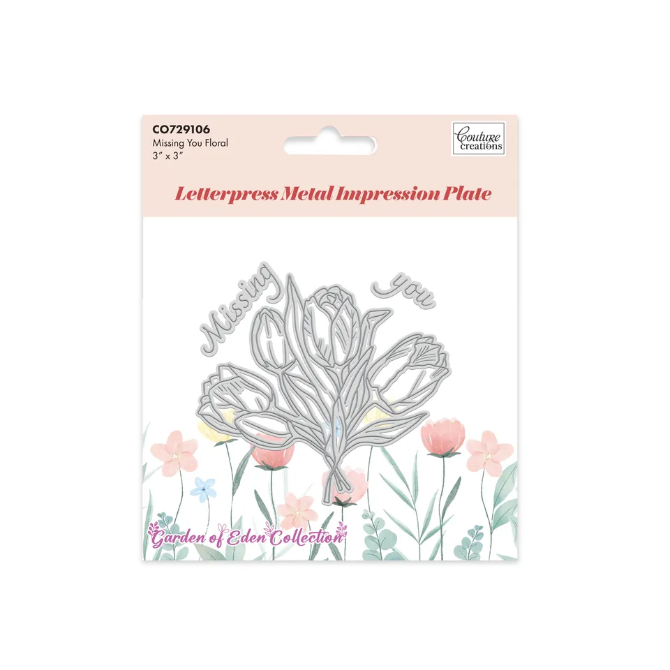 Couture Creations GoLetterPress Missing You Floral pregeplate 76mm