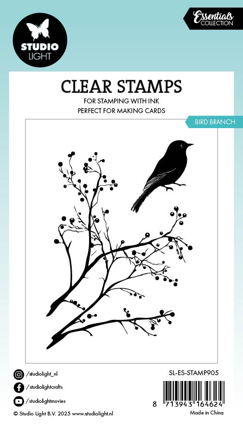 Studio Light Essentials Bird with Branch klarstempel fugl