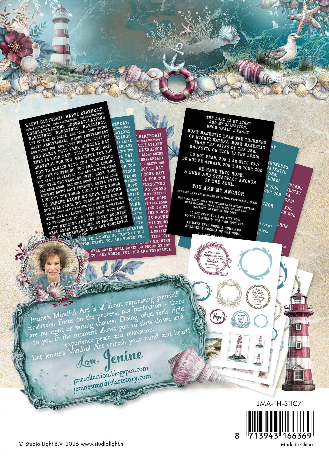 Studio Light Jenine's Mindful Art Tide of Hope klistremerkeark 9 ark