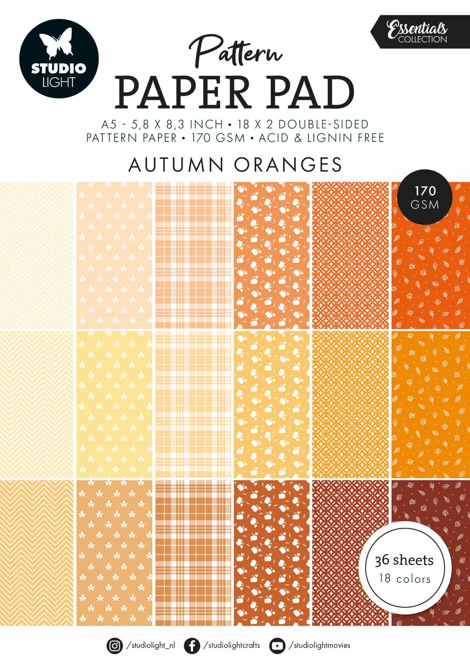 Studio Light Essentials Shades of orange mønsterpapir A5