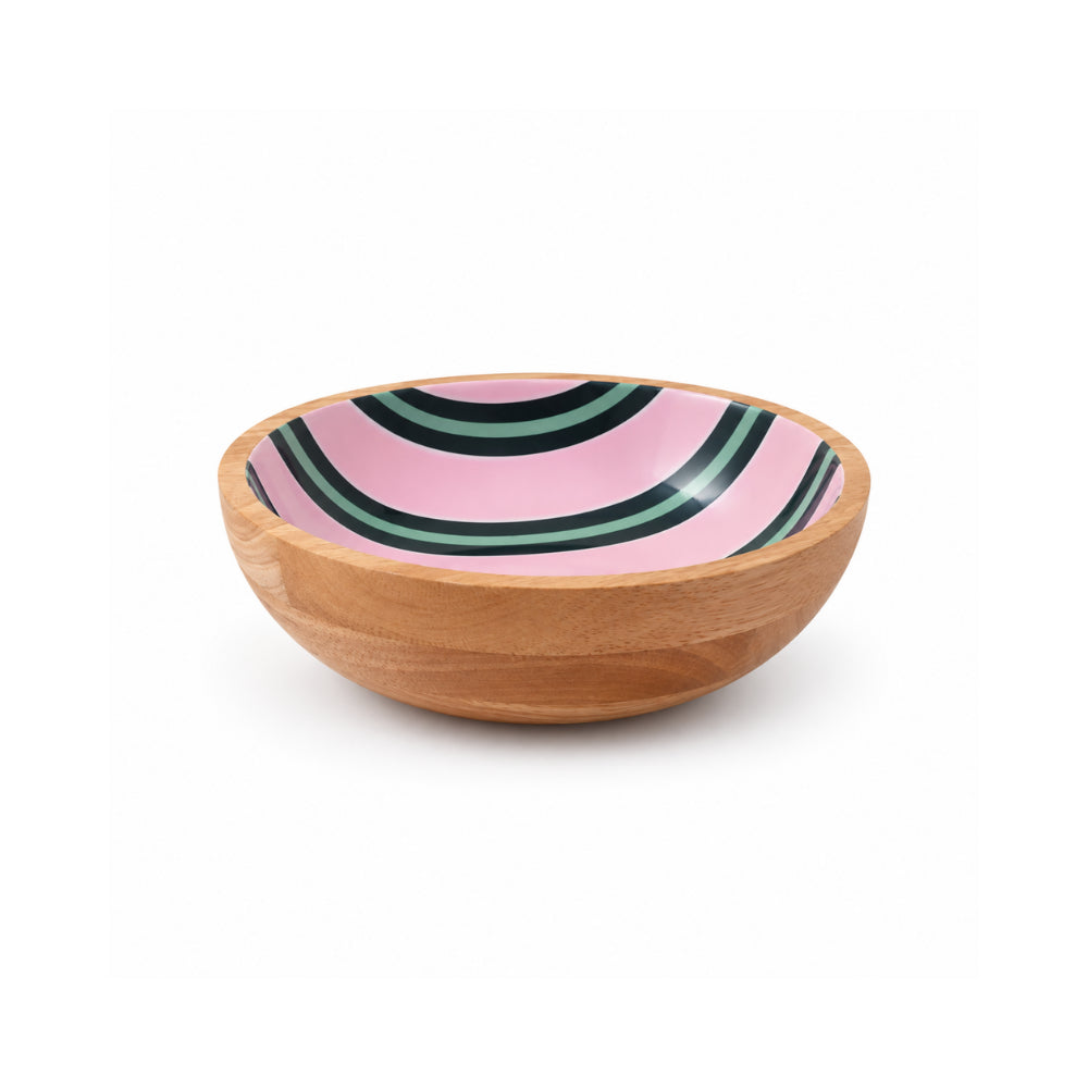K&Co. Lagoon liten treskål pink stripe gummitre