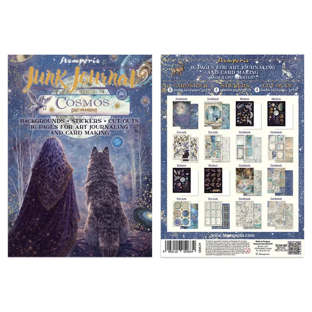 Stamperia Cosmos junk journal klistremerker bakgrunner utklipp