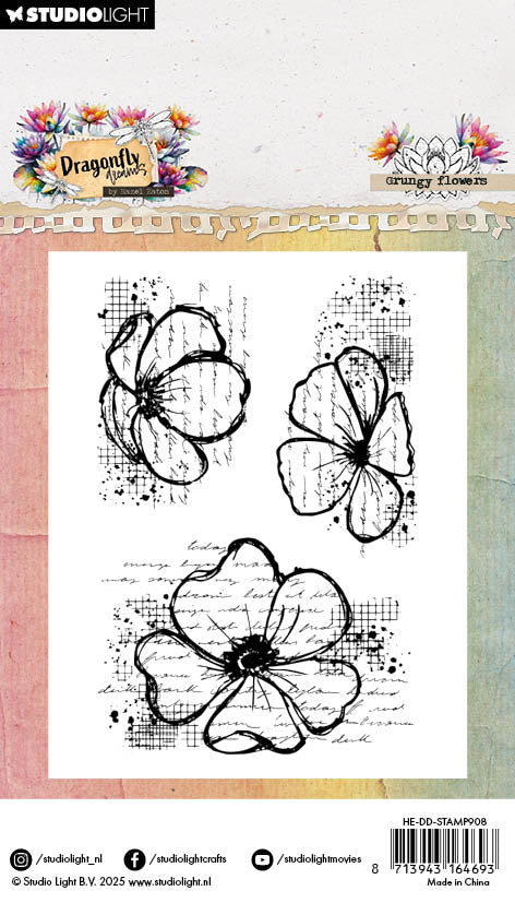 Studio Light Dragonfly Dreams Grungy Flowers clearstempel