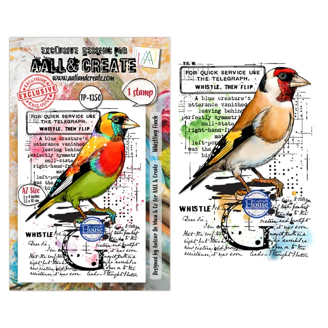 AALL & Create TP-1350 Whistling Finch stempelsett A7 fugl