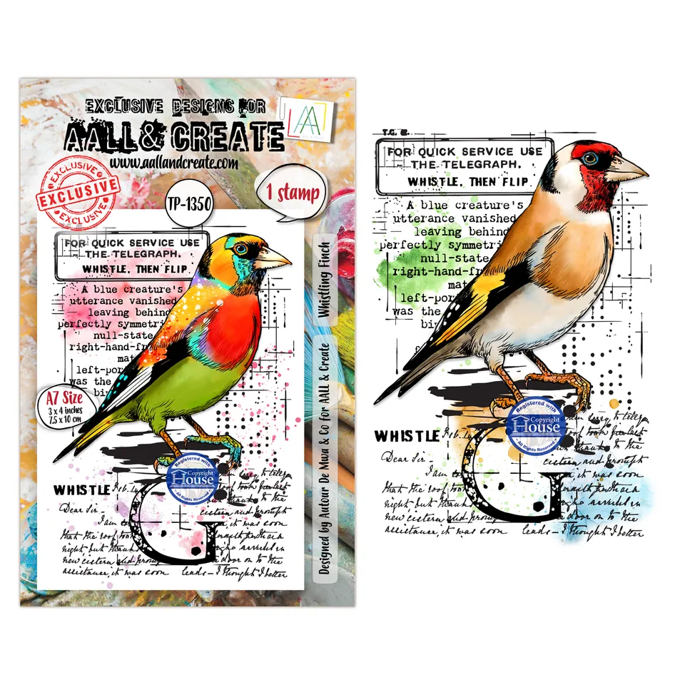AALL & Create TP-1350 Whistling Finch stempelsett A7 fugl