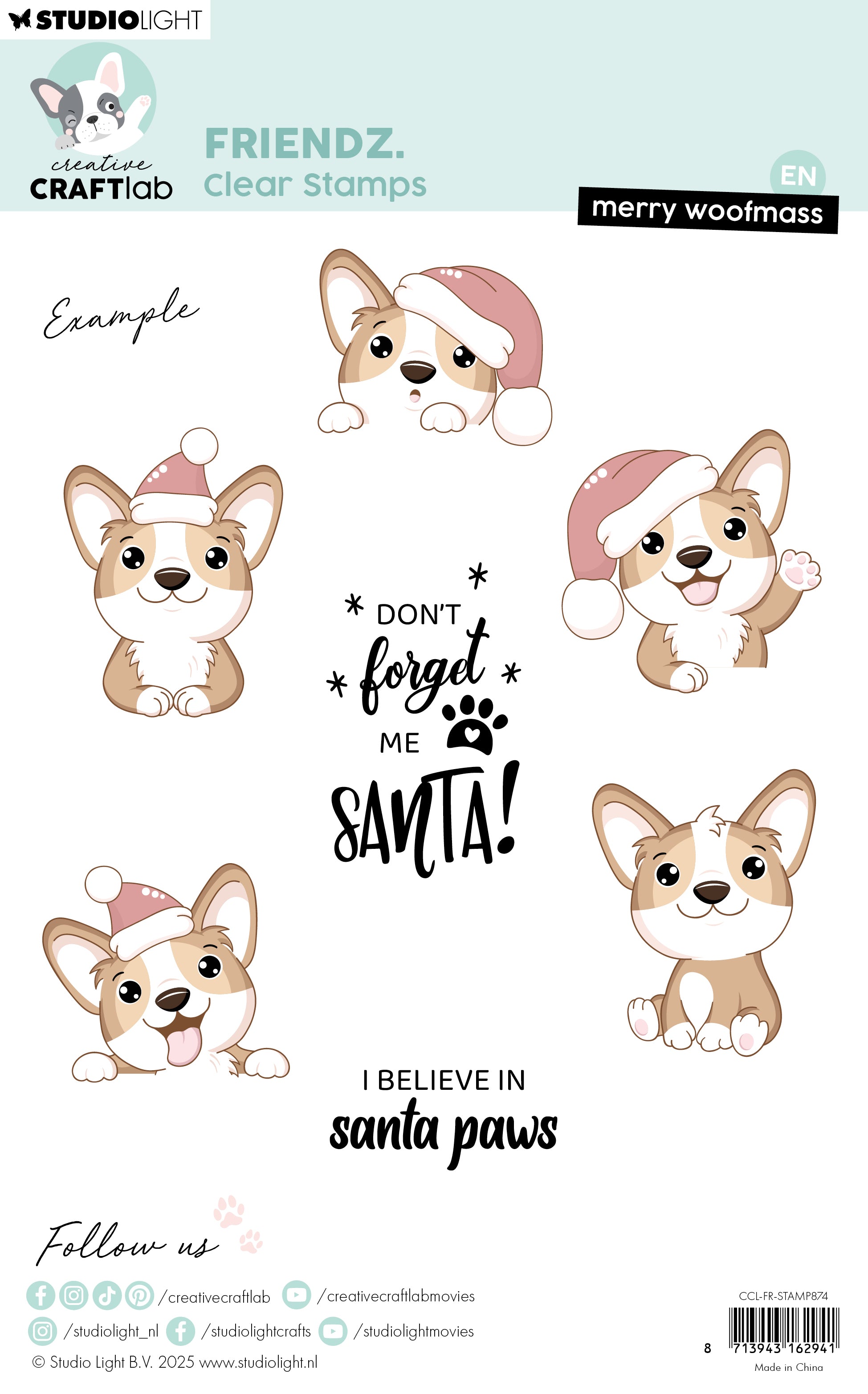 Creative Craftlab Friendz stempel Merry woofmass hund jul A5