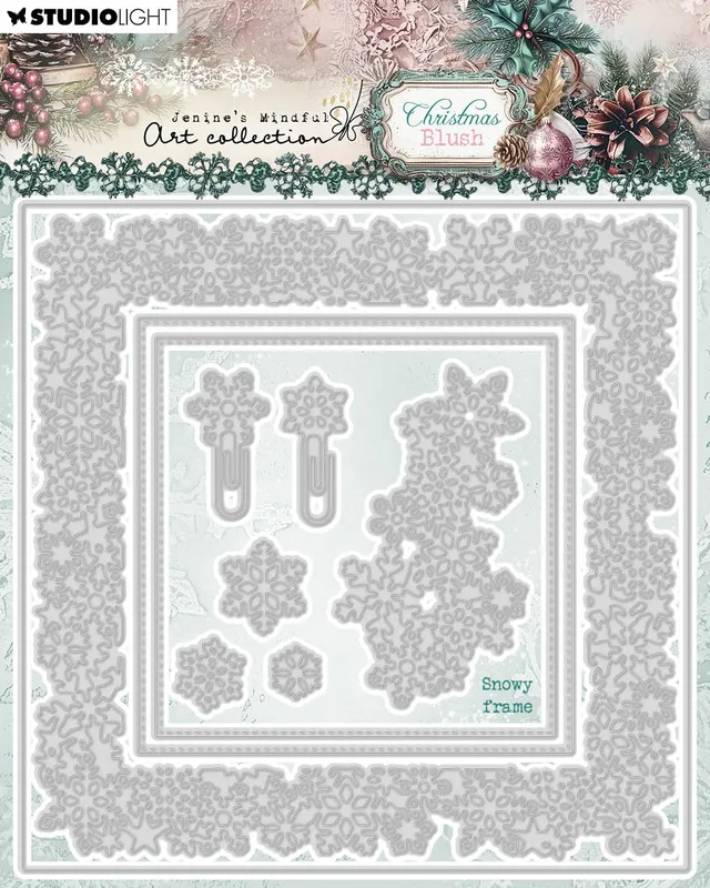 Jenine's Mindful Art Christmas Blush Snowy Frame dies