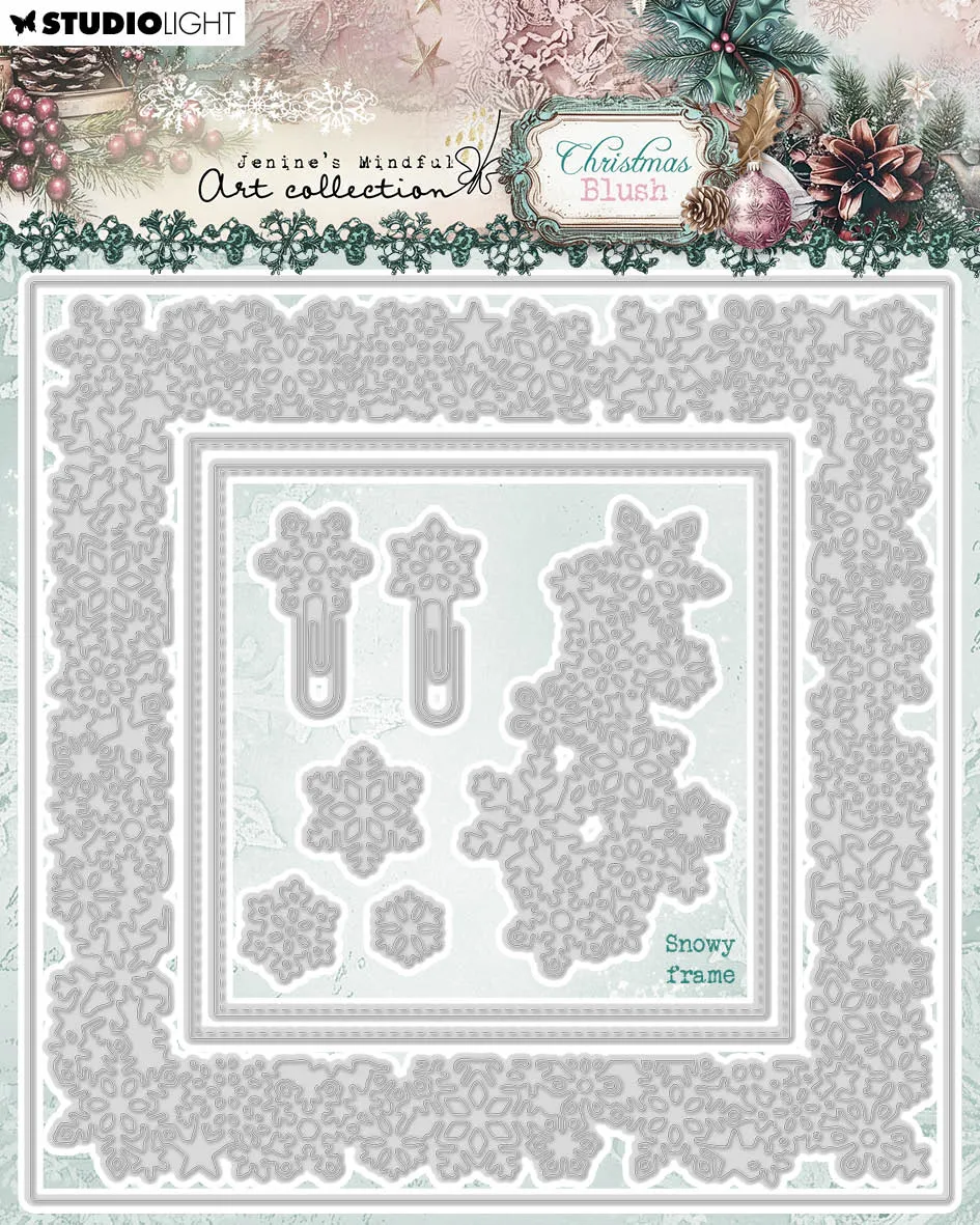 Jenine's Mindful Art Christmas Blush Snowy Frame dies