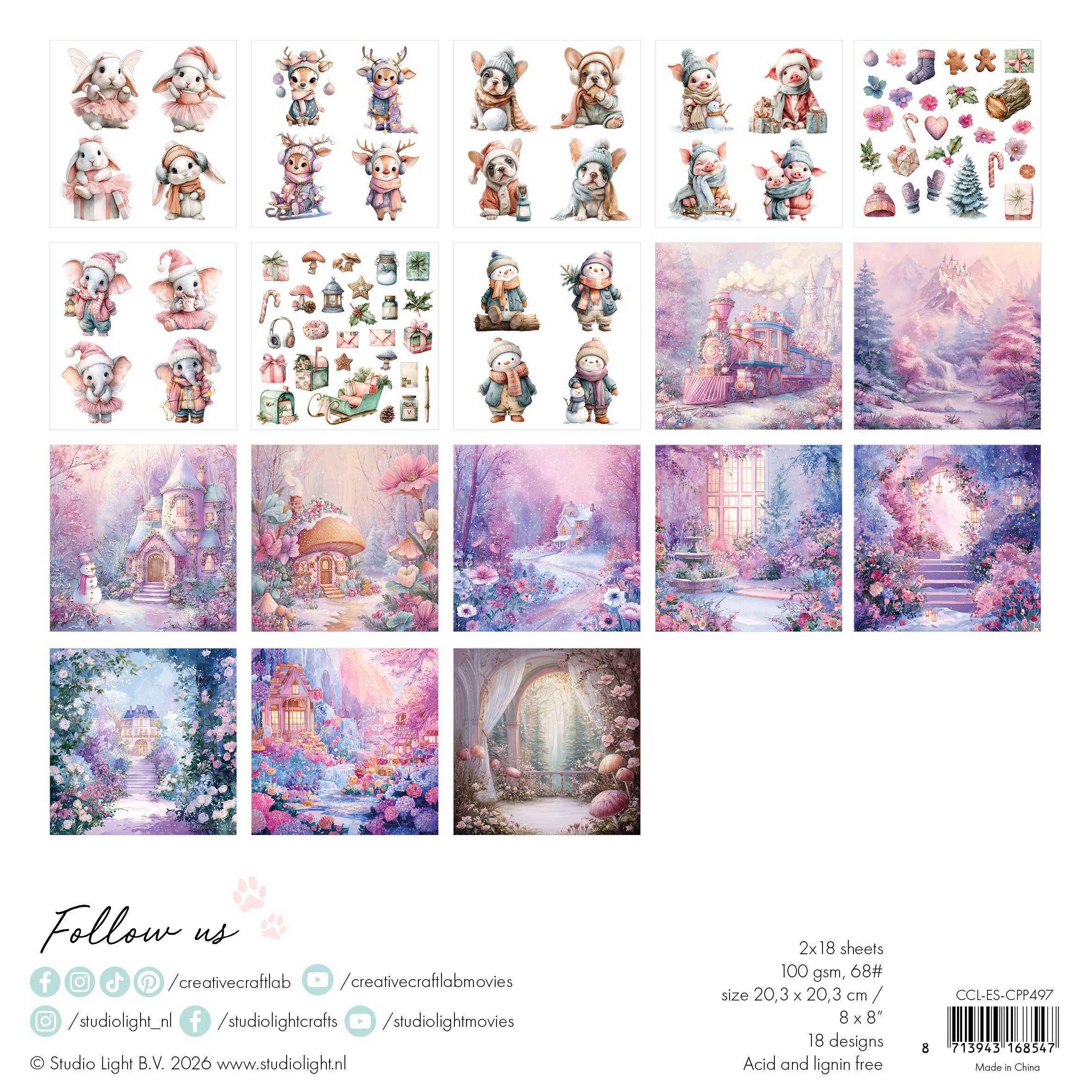 Studio Light Essentials Candy Christmas collage papirblokk 36 ark