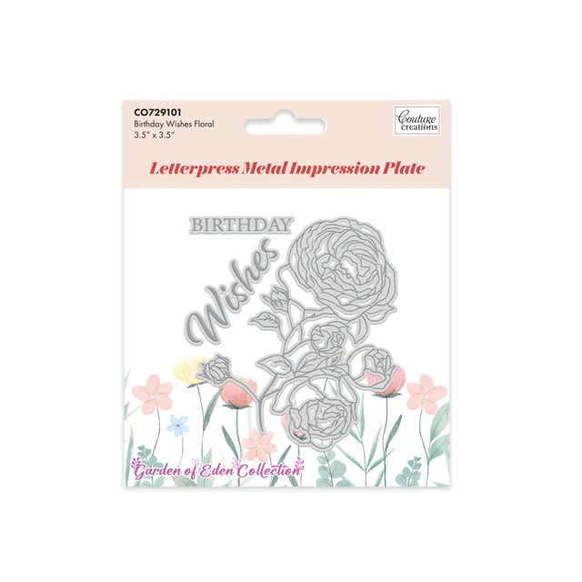 Couture Creations GoLetterPress Plate 1 Birthday pregeplate floral