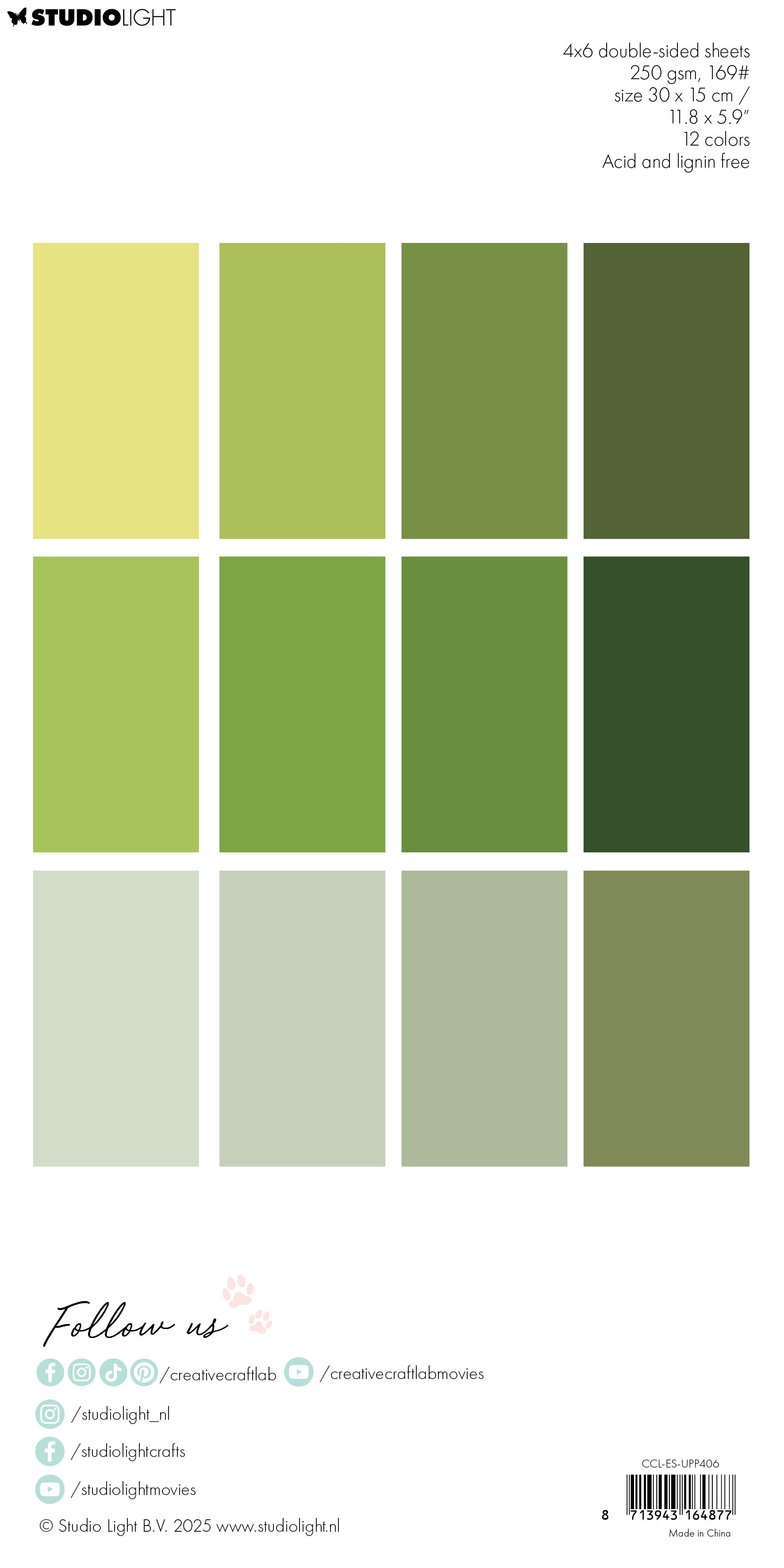 Studio Light Creative Craftlab papirblokk All greens grønn 150x300