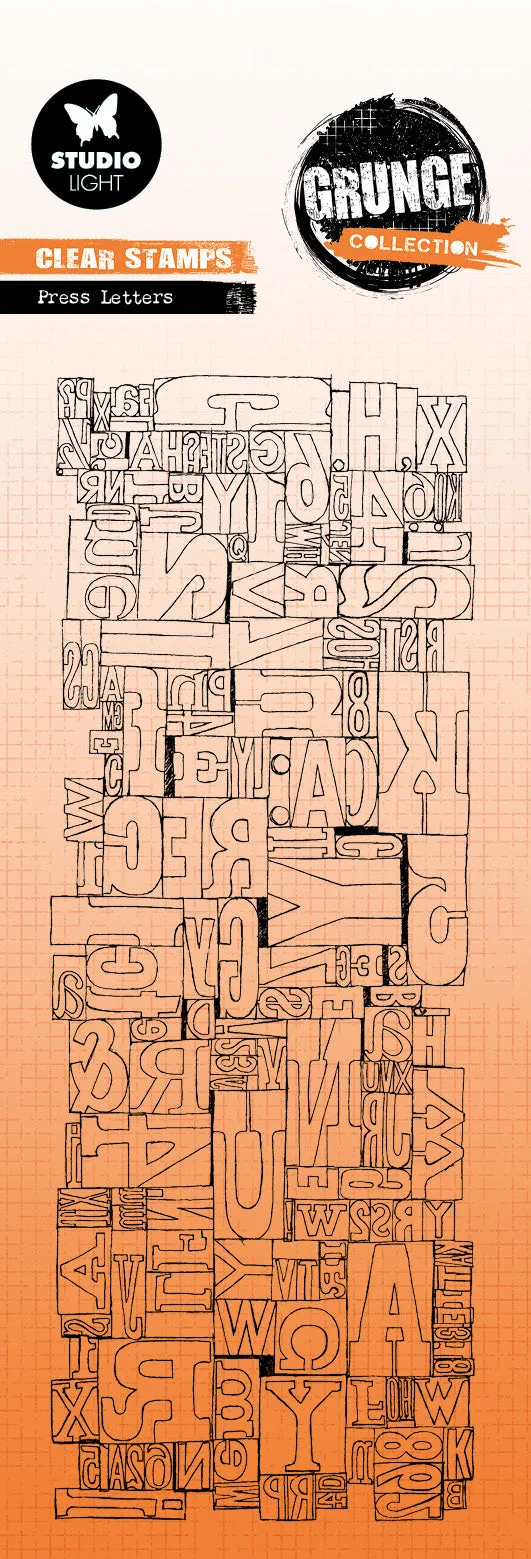 Studio Light Grunge Press Letters stempelsett