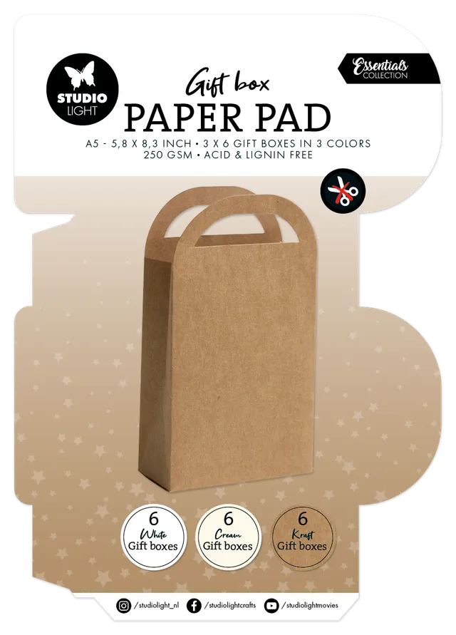 Studio Light Essentials paper pad Giftbag gaveeske 18 ark