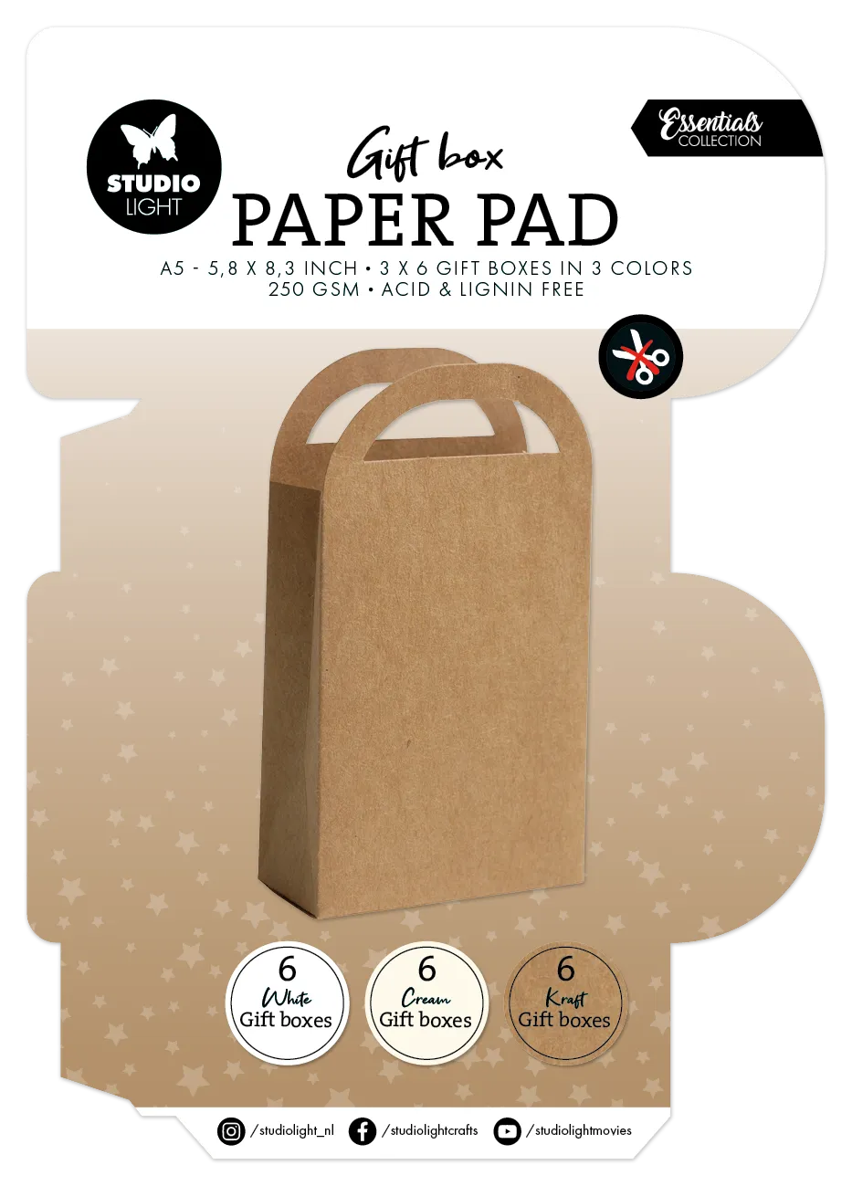 Studio Light Essentials paper pad Giftbag gaveeske 18 ark