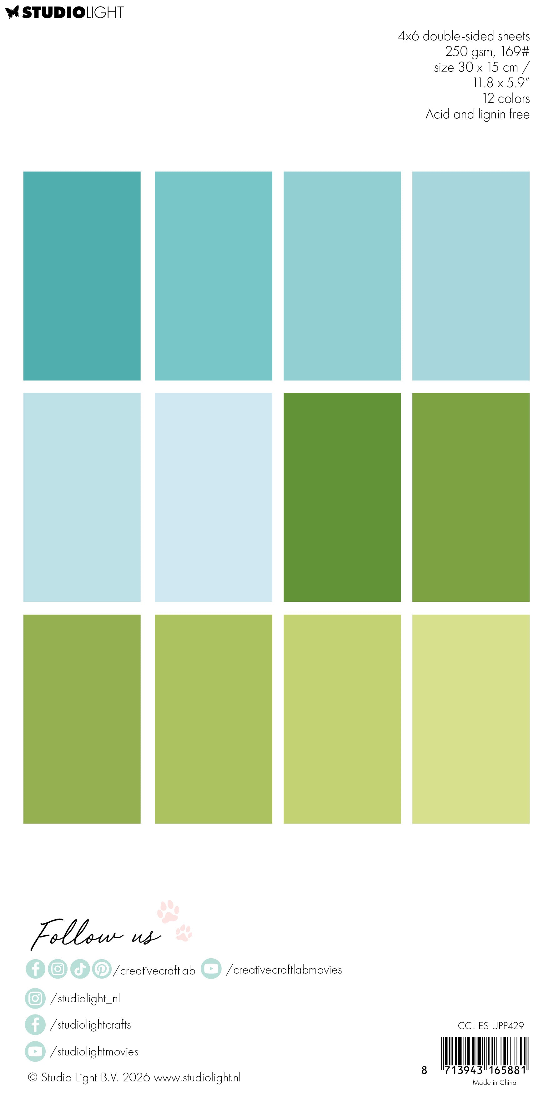 Creative Craftlab Unicolor No blue no green papirblokk 24 ark