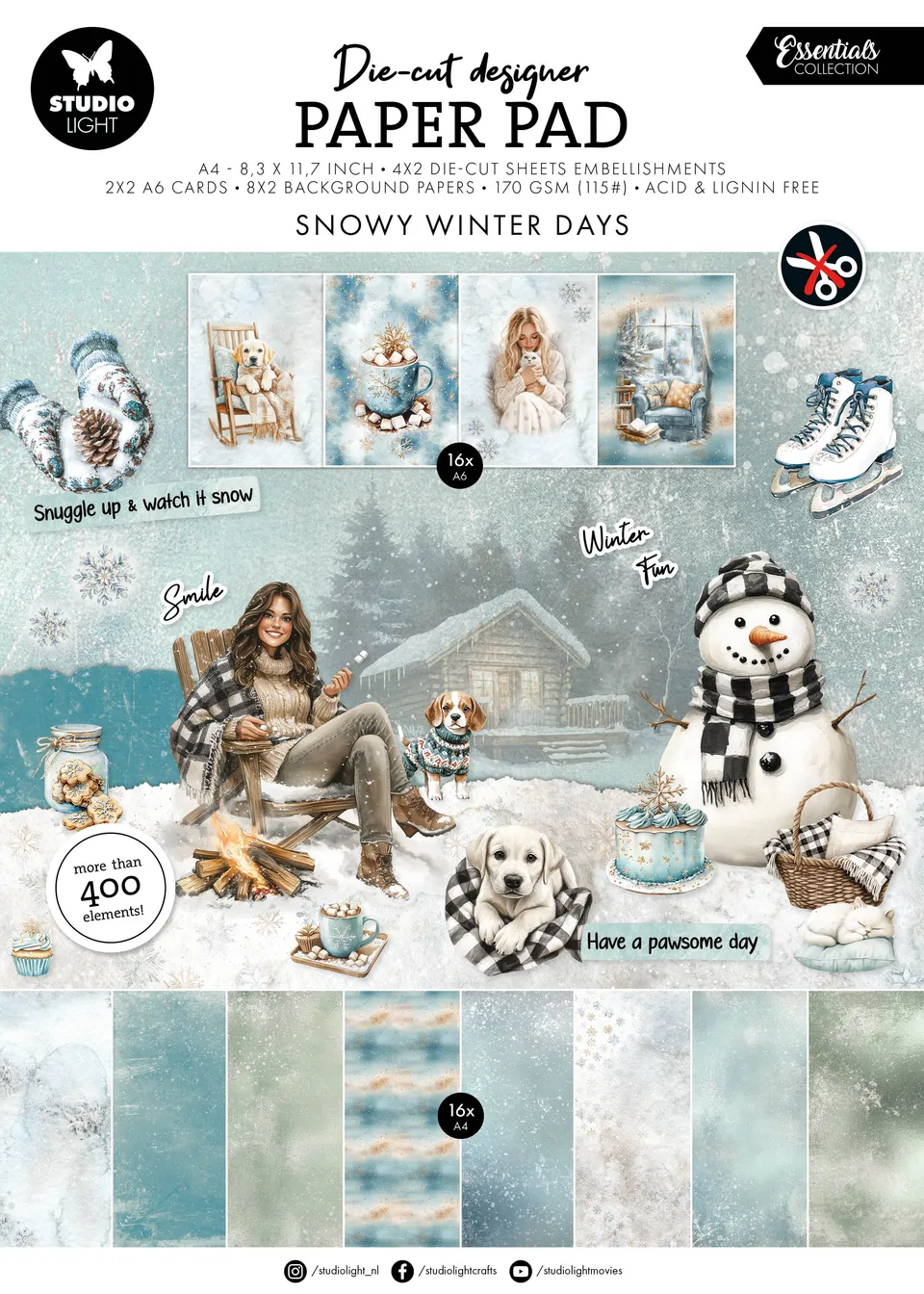 Studio Light Essentials Snowy Winter Days papirblokk 28 ark